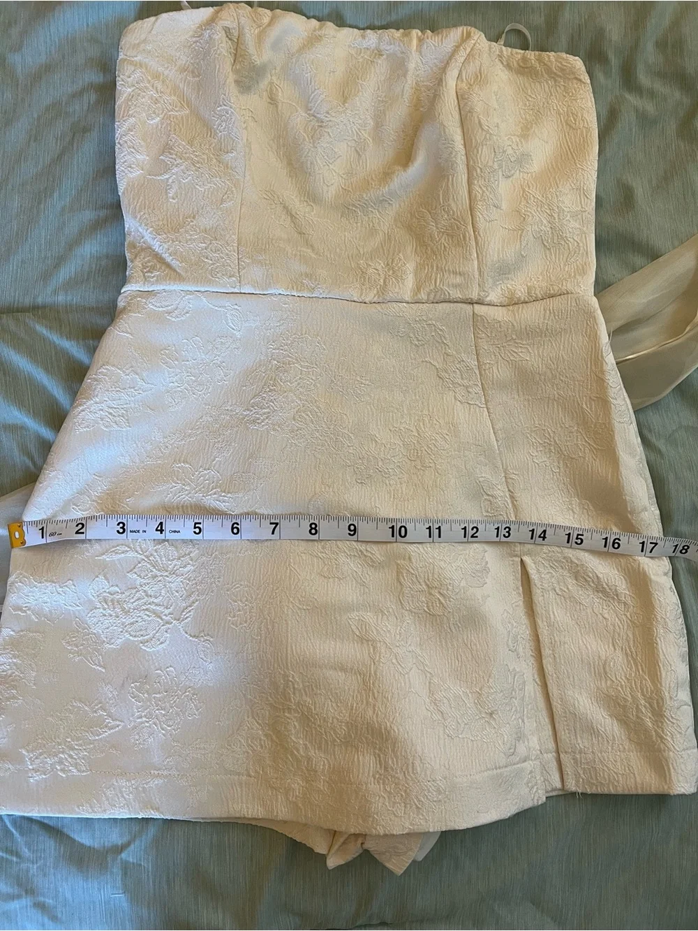 Lulu's Strapless Ivory Jacquard Mini Dress with Shorts - Picture 11 of 11